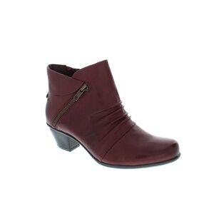 Earth Pegasus Heeled Zipper Booties Merlot Leather